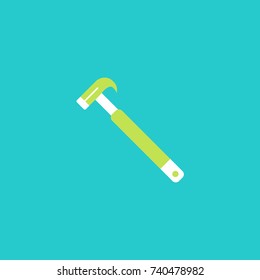 Hammer tool vector isolated in turquoise background