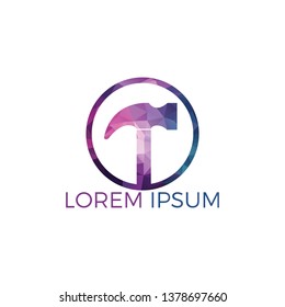 Hammer tool vector logo design. Renovation or repairment vector logo design concept.