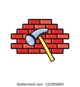 hammer tool with wall isolated icon