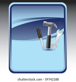 hammer and tools blue background
