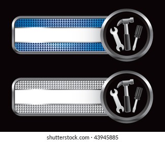 hammer and tools blue and silver checkered tabs