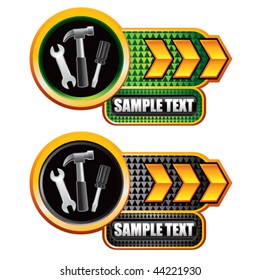 hammer and tools gold arrow nameplate banners