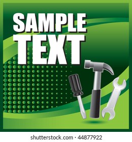 hammer and tools green halftone template