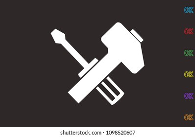 hammer, tools, icon illustration