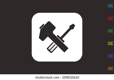 hammer, tools, icon illustration