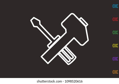 hammer, tools, icon illustration