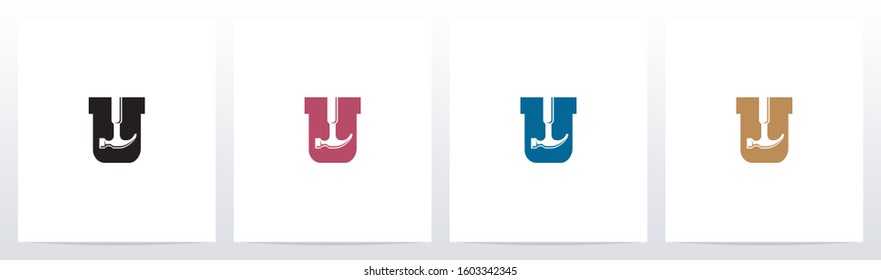 Hammer Tools On Letter Logo Design U 