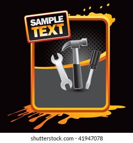 hammer and tools orange splattered advertisement