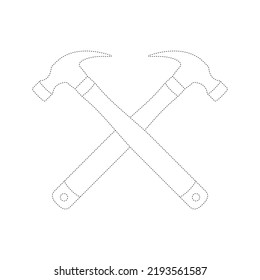 Hammer tracing worksheet for kids