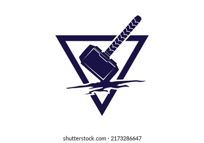 Hammer triangular logo design svg