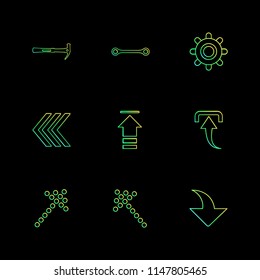 hammer  upload  back download  arrows  directions  left  right  pointer  download  upload  up  down  play  pause  foword  rewind  icon vector design  flat  collection style creative  icons