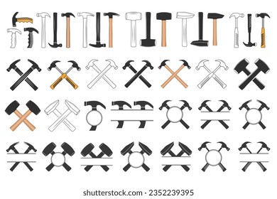 Hammer Vector Bundle, Hammer Clipart Bundle, Hammer Silhouette Vector Bundle,  Hammer illustration, Carpenter Vector Bundle, Mechanic silhouette, Mechanic Tools, Carpenter tools, Worker elements