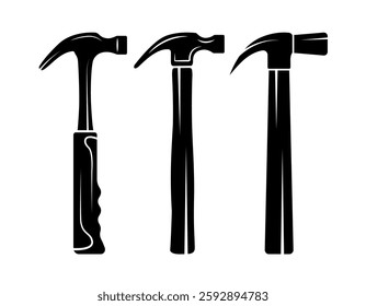 Hammer Vector And Clip Art Collection, Creative Simple Black Color.