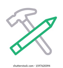 hammer vector color line icon 
