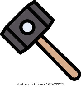 icono de línea de color de vector de martillo
