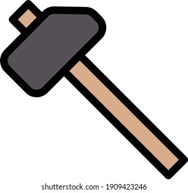 icono de línea de color de vector de martillo