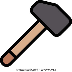 hammer vector colour line  icon