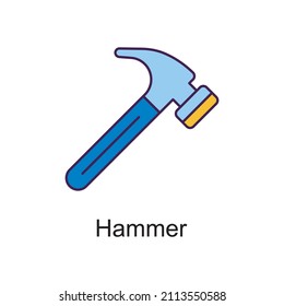 Ilustración de diseño de icono de contorno relleno del vector de martillo. Símbolo de mejoras en el hogar sobre el fondo blanco Archivo EPS 10