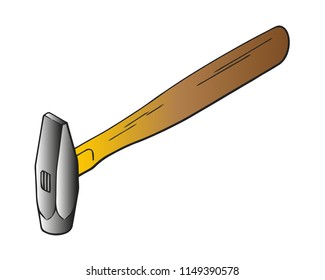 Hammer vector flat icon. Construction working tool item. Flat logo Hammer isolated on white background. Vector hammer cartoon illustration.