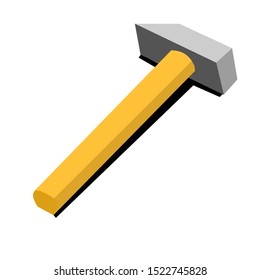 Hammer vector with flat style. hammer illustration with shadow icon.