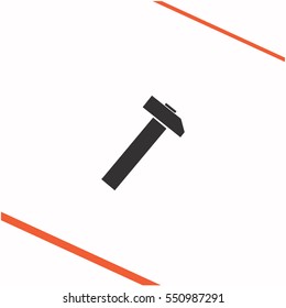 Hammer vector grey icon on white background. Hammer symbol stock   illustration. Business picture.