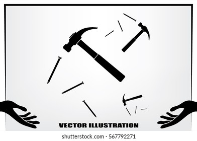 Hammer vector icon.