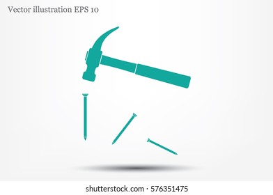 Hammer vector icon.