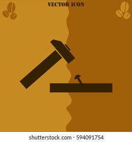 Hammer vector  icon. Coffee symbol background.