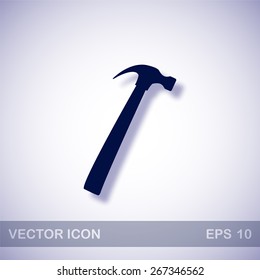 Hammer vector icon - dark blue illustration with blue shadow