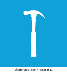 Hammer vector icon illustration. Blue background