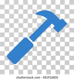 Hammer vector icon. Illustration style is a flat iconic cobalt symbol on a transparent background.