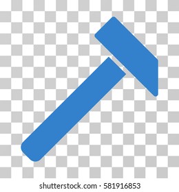 Hammer vector icon. Illustration style is a flat iconic cobalt symbol on a transparent background.