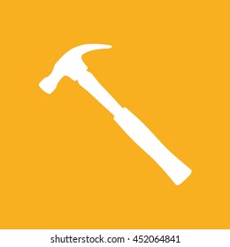 Hammer vector icon illustration. Yellow background