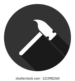 Hammer vector icon. Hammer instrument sign. EPS 10 flat symbol. Gray icon with shadow