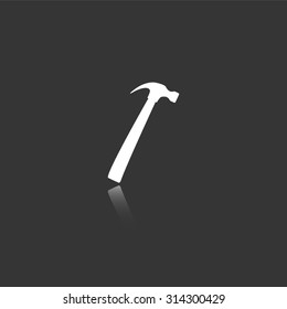 hammer vector icon with mirror reflection