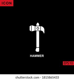 Hammer, Vektorsymbol auf schwarzem Hintergrund. Bildflachsymbol für Grafik, Printmedien-Schnittstellen und Webdesign.
