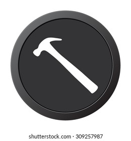 hammer   - vector icon on a grey button