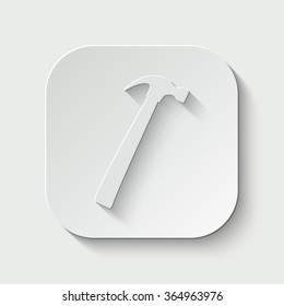 hammer vector icon - paper illustration