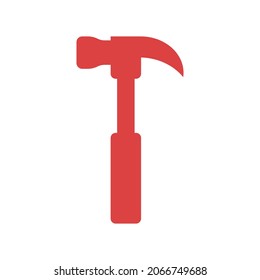 Hammer vector icon. Red symbol