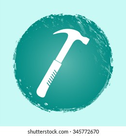 hammer vector icon - round button