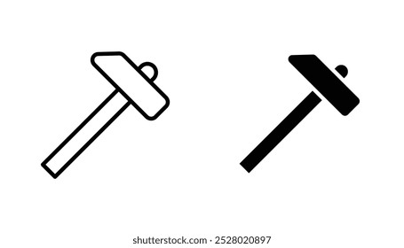 Hammer vector icon set in black and white color.