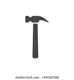 Hammer vector icon, silhouette. Construction tool.
