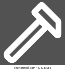 Hammer vector icon. Style is outline flat icon symbol, white color, gray background.