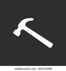 Hammer vector icon. White illustration isolated on black background for graphic and web design.