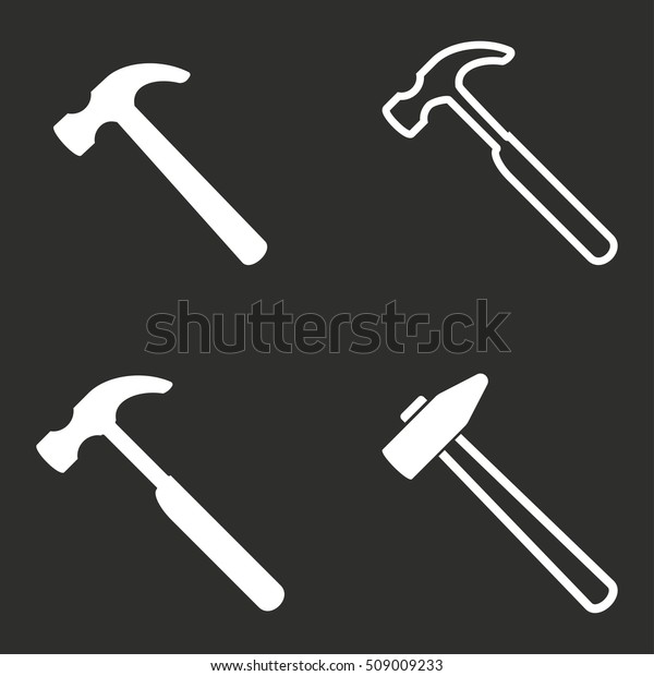 Hammer Vector Icon White Illustration Isolated Stock Vector