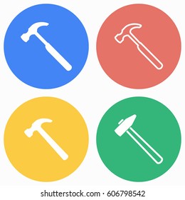 Hammer vector icons set. Illustration isolated for graphic and web design.