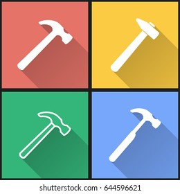 Hammer vector icons set. Illustration isolated for graphic and web design.