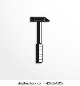 A hammer. Vector illustration. Black and white view.