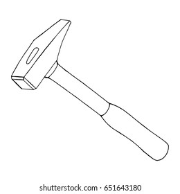 Hammer. Vector illustration of a hammer tool. Hand drawn tool hammer.