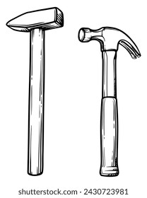 Hammer vector illustration. Two hammers isolated on a white background.